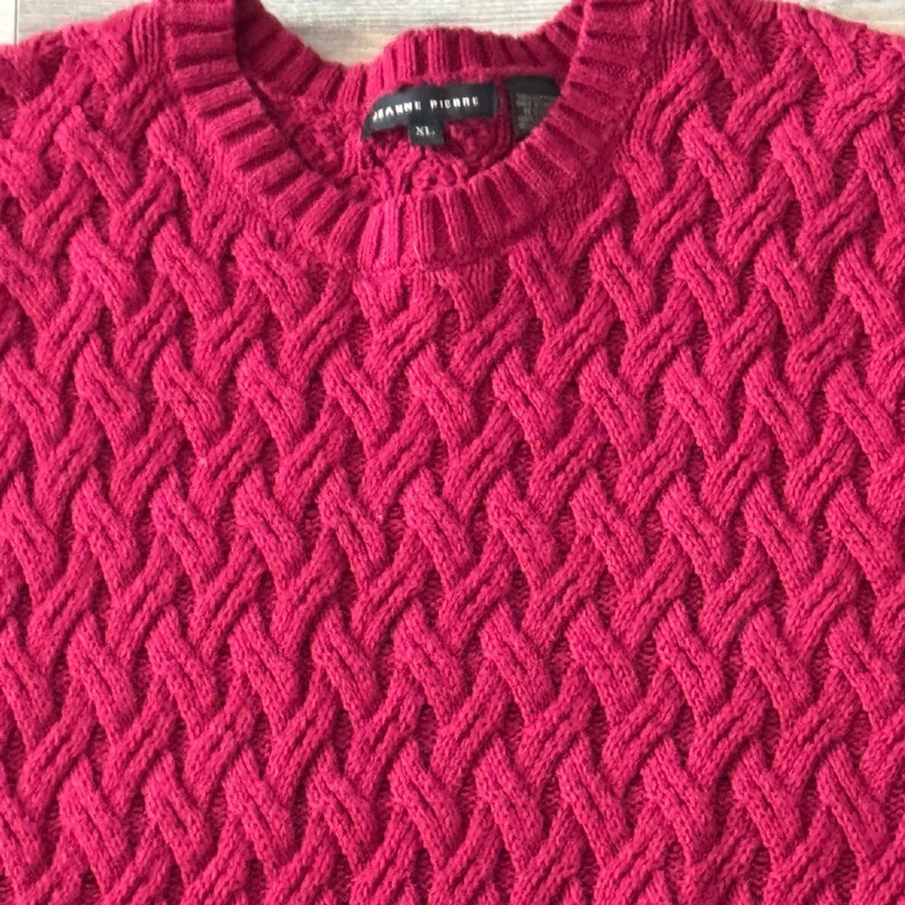 Jeanne Pierre Women's Fisherman Cable-Knit Sweater Red XL Classic